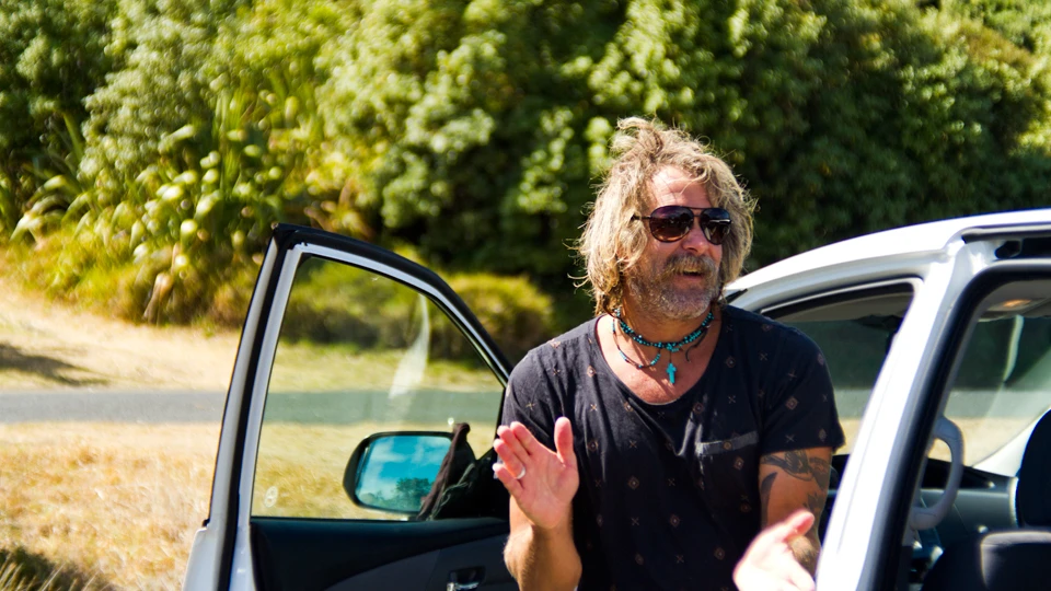 Donavon was amped! Borrowed an old singlefin off Mischa Davis a pair of shorts and he was out there! Photo: Jereme