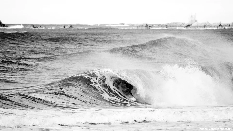 Buck Woods snuck away from Dad duties to snag a few tubes. Photo: Jereme Aubertin
