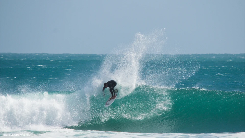 Alex banking. Photo: Jereme Aubertin