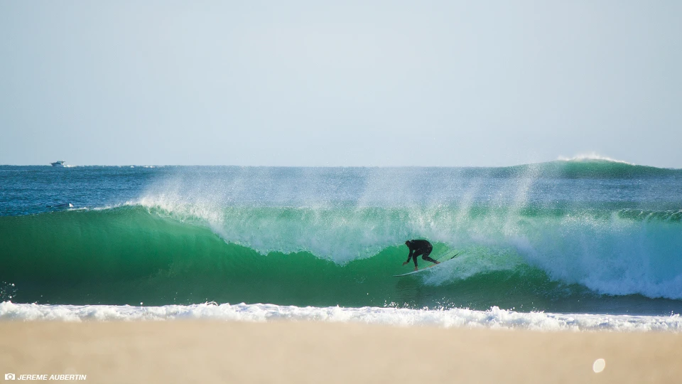 Alex Dive racing a section at home. Photo: Jereme Aubertin